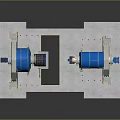 Large Blue Cylindrical Industrial Equipment On Concrete Platform With Metal Supports