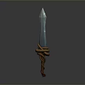 Fantasy Weapon Blue Sword With Orange Wrapped Hilt And Sharp Blade Design