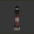 Nautical Style Lighthouse Inspired Decorative Furniture With Red White Stripes And Black Top