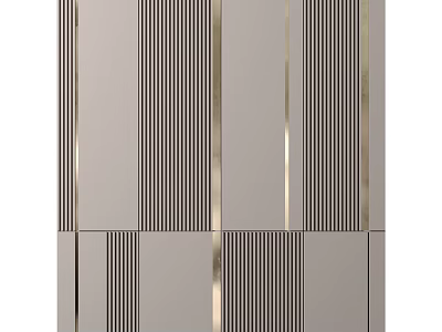 Modern Luxury Background Wall With Vertical Stripes And Gold Accents 3d model