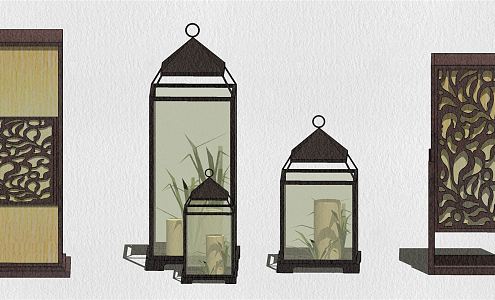 New Chinese Lawn Lamps 3d model