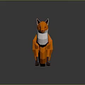 Low Poly Style Orange Fox 3D Model as Game and Movie Character with White Underbelly