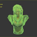 Detailed Female Bust Sculpture With Distinctive Hairstyle Decorative Shoulders And Textured Clothing