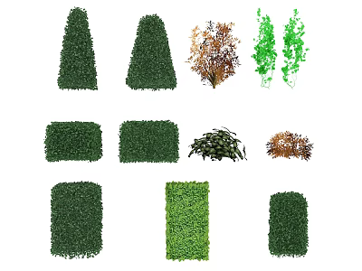 Different Types of Shrubs with Various Shapes and Colors for Garden Landscaping 3d model