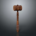 Traditional Wooden Weapon With Carved Handle Wrapped Grip And Round Head