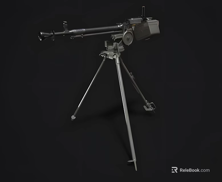 Military Heavy Machine Gun Mounted On Stable Tripod Stand For Tactical Use 3d model 