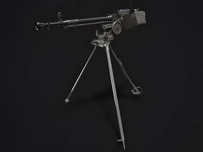 Military Heavy Machine Gun Mounted On Stable Tripod Stand For Tactical Use 3d model