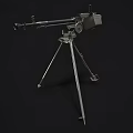 Military Heavy Machine Gun Mounted On Stable Tripod Stand For Tactical Use 3d model
