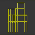 Open Multi Tier Furniture Shelves With White Surfaces And Yellow Legs