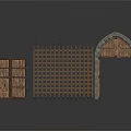 Traditional Architectural Elements Featuring Wooden Gate Lattice Fence And Arched Stone Doorway