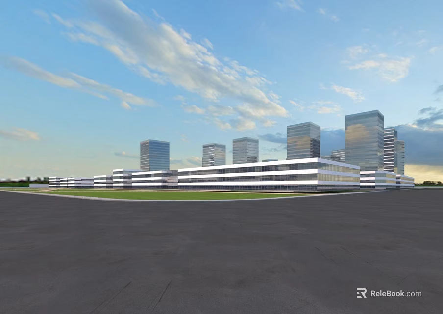 Aerial View Urban Planning With Modern High Rise Buildings And Green Open Space 3d model 