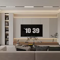 Modern Living and Dining Area Interior With Sofa Dining Table And Pendant Lights 3d model