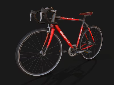 Giant TCR Red And Black Road Bicycle With Drop Handlebar And Lightweight Frame 3d model