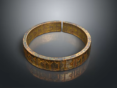 Golden Carved Bracelet with Exquisite Patterns Open Design Vintage Jewelry Piece 3d model