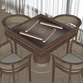 Modern Square Dining Table Set With Four Rattan Chairs And Circular Centerpiece