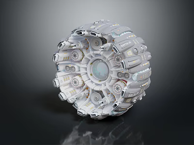 Futuristic Circular Mechanical Device With Intricate Metallic Components And Detailed Panels 3d model