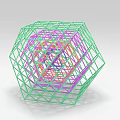 Modern Geometric Locker With Colorful Grid And Green Polyhedron Frame Structure