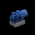 Blue Industrial Motor Pump With Gray Concrete Base For Industrial Applications