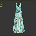 White Long Floral Print V Neck Evening Dress For Women Elegant Style