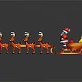 Festive Santa Sleigh Pulled By Reindeer With Christmas Presents