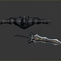 Fantasy Warrior Armor Design With Decorative Sword And Metallic Accents