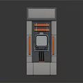 Vintage Computer Terminal With Green Screen Keyboard Gray Frame And Orange Accents