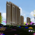 Modern High Rise Residential Buildings In A Landscaped Community With Greenery