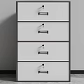 Modern Gray Four Drawer File Cabinet With Black Handles And Locks