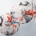 Traditional Chinese Oil Paper Umbrellas With Red Black Koi Fish Ink Painting Design