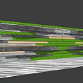 Layered Feature Wall With Green Grass Gray Stone And Beige Stripes