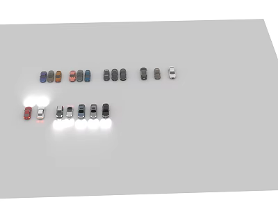 Multiple Different Colored Car Models With Various Styles Arranged On Gray Background 3d model