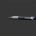 Sleek Modern Metal Pen With Silver Blue Accents And Reflective Writing Surface