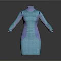 Shiny Blue And Silver Spliced Fitted Long Sleeve Fashion Dress Design