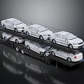 Multi Level Car Transporter Loading White Cars On Upper And Lower Decks 3d model