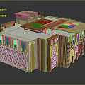 Traditional Islamic Building Model With Geometric Patterns Arched Doors And Wooden Courtyard Design