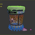 Decorative Barrel Shaped Equipment With Snow On Top Spider Web Orange Glass And Spiked Base