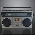 Retro Electronic Radio Cassette Player With Dual Speakers And Control Knobs