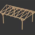 Wooden Pergola Frame Structure With Roof Beams And Support Columns Design