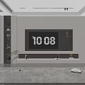 Modern TV Stand with Minimalist Design and Storage Shelves in Living Room Interior