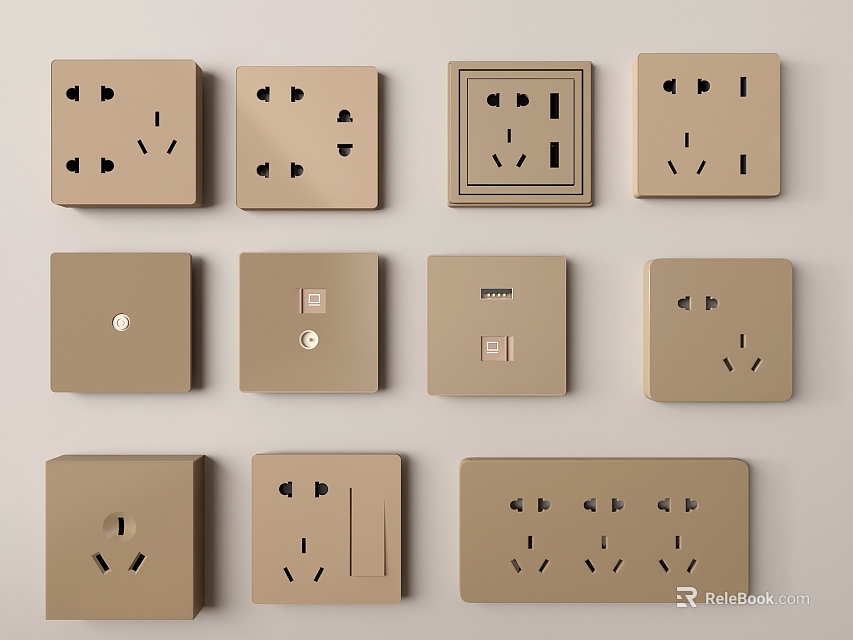 Assorted Switch Panels And Socket Outlets 3d model 