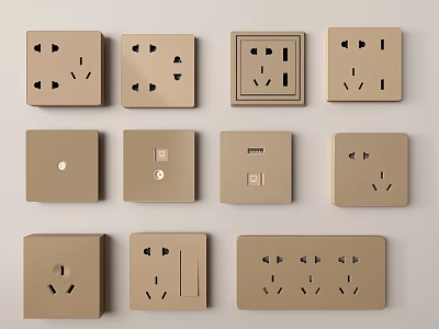 Assorted Switch Panels And Socket Outlets 3d model