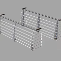 Modern Stainless Steel Railing With Horizontal Bars And Curved Frame Design
