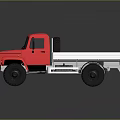 Red JMC Truck With Open Cargo Bed And Flatbed Utility Design 3d model