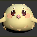 Cute White Fluffy Chick With Big Red Eyes And Soft Plush Texture 3d model