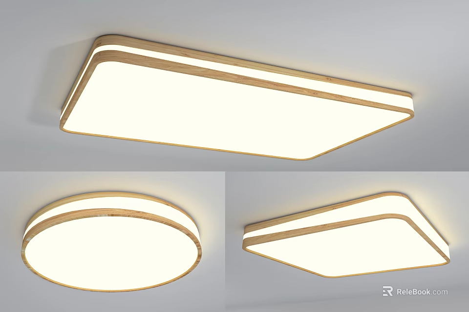 Modern Ceiling Light Collection with Rectangular and Circular Shapes Simple Design and Bright Light 3d model 