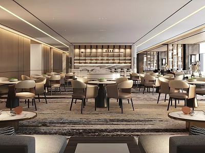 Elegant Modern Hotel Lobby Bar Interior With Comfortable Seating And Bar Counter 3d model