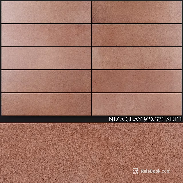Niza Clay 92x370 Tiles Set 1 With Earth Tone Surface And Smooth Finish 3d model 