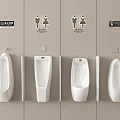 White Modern Urinals In Public Restroom With Wall Mounted Design And Clean Interior