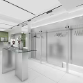 Modern Clothing Store Interior With White Walls Clothing Racks And Fitting Room