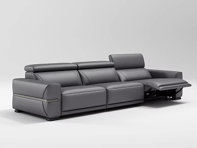 Modern Gray Leather Three Seater Sofa With Recliner Function And Comfortable Design 3d model